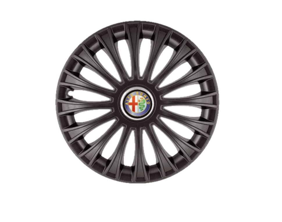 Set 4 capace roti pentru Alfa Romeo, model Dino negru, R14