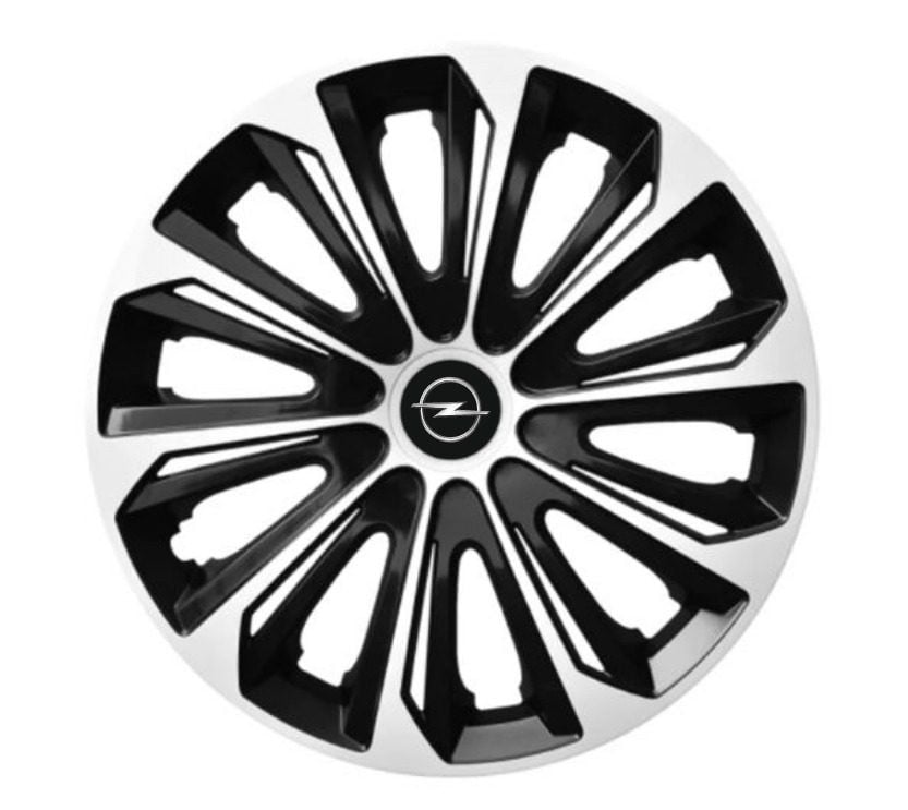 Set 4 capace roti pentru Opel, model Extra Strong argintiu si negru, R15