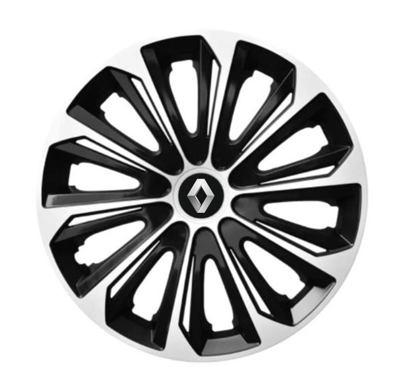Set 4 capace roti pentru Renault, model Extra Strong argintiu si negru, R15