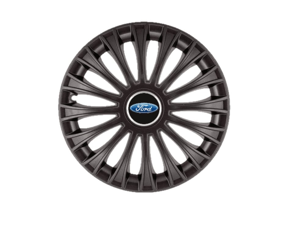 Set 4 capace roti pentru Ford, model Dino negru, R16