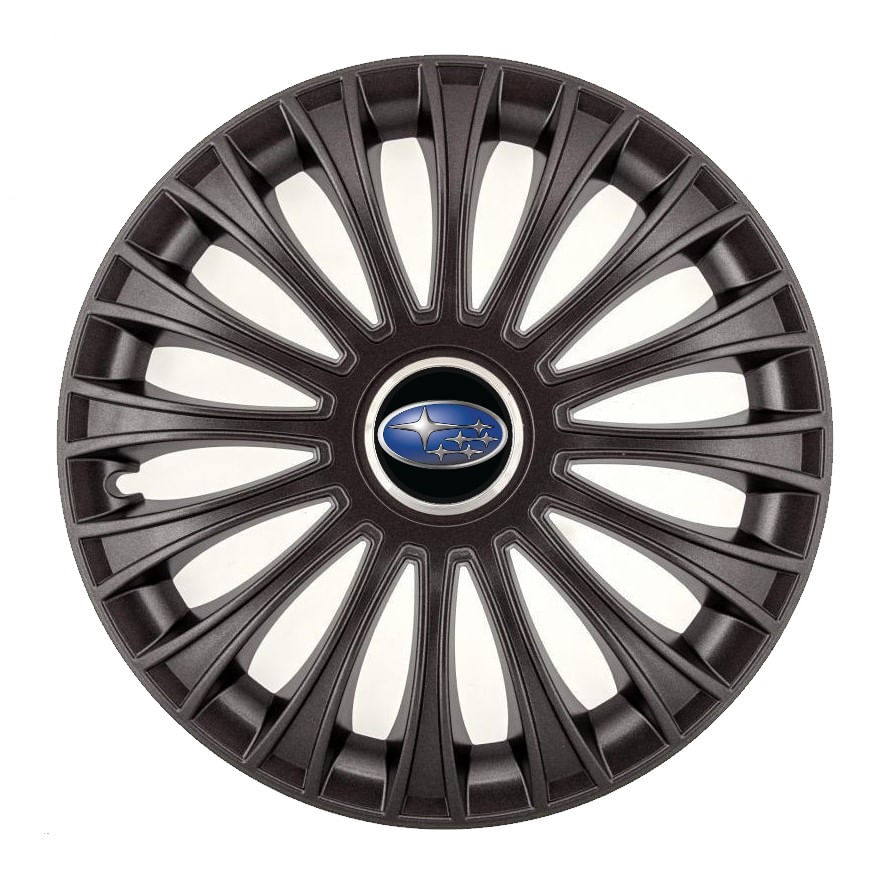 Set 4 capace roti pentru Subaru, model Dino negru, R15