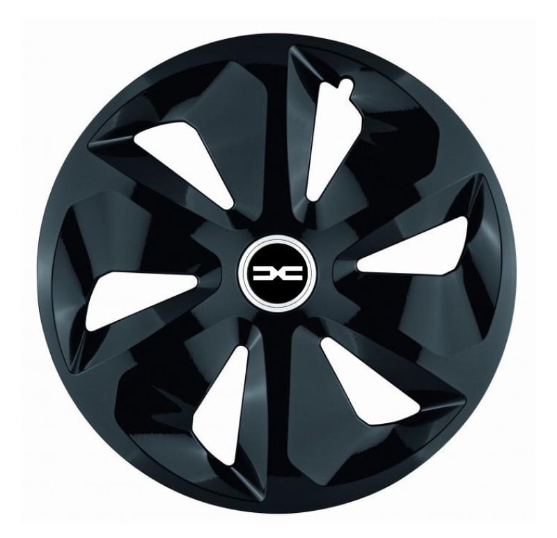 Set 4 capace roti pentru Dacia nou, model Roco negru, R16