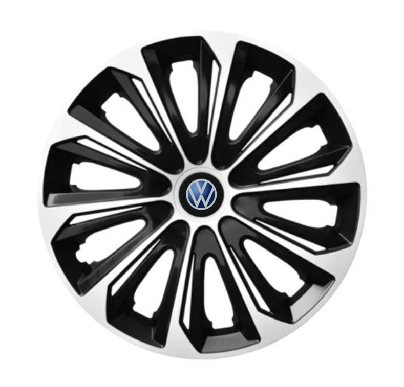 Set 4 capace roti pentru Volkswagen, model Extra Strong argintiu si negru, R15