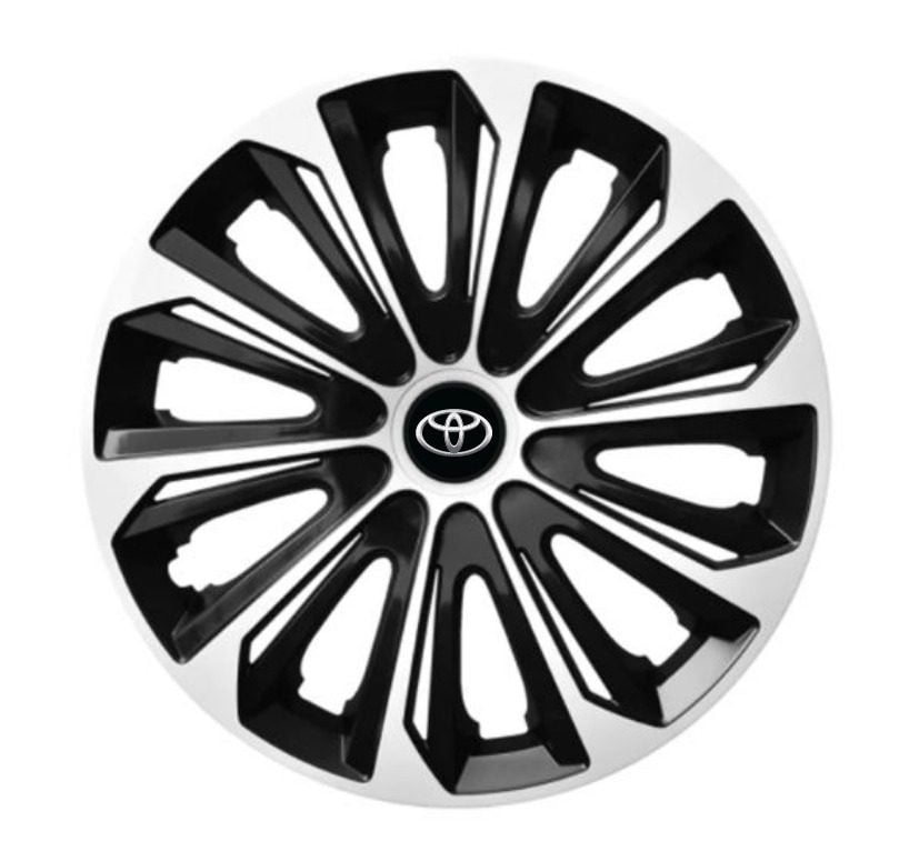 Set 4 capace roti pentru Toyota, model Extra Strong argintiu si negru, R15