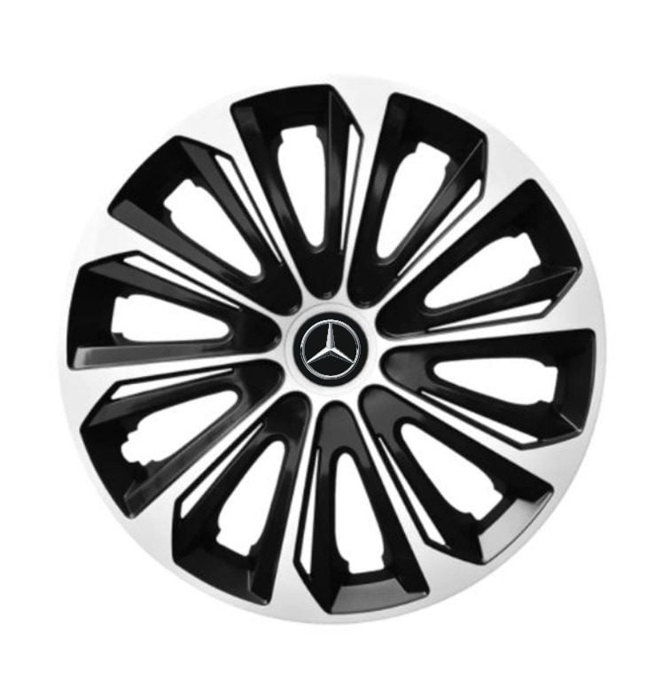 Set 4 capace roti pentru Mercedes, model Extra Strong argintiu si negru, R15