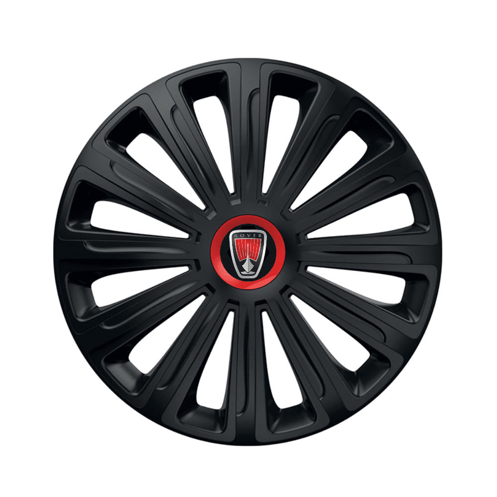Set 4 capace roti pentru Rover, model Trend negru cu inel Rosu