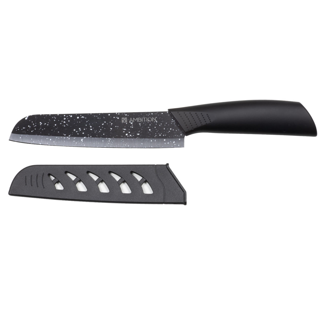 Cutit santoku AMBITION Skiv, 15 cm, lama ceramica, negru