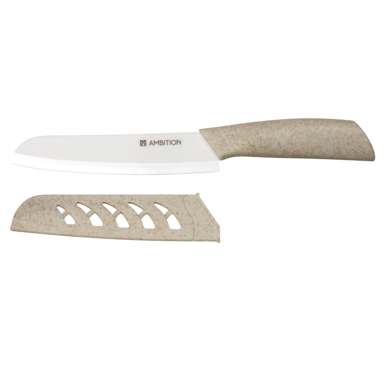 Cutit santoku AMBITION Skiv, 15 cm, lama ceramica, alb