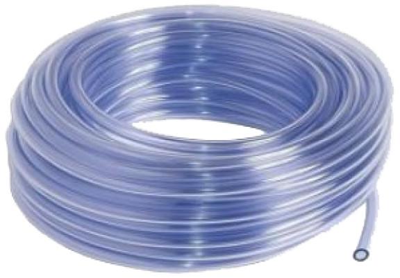 Furtun de gradina de 1 tol, transparent, cu diametru de 24mm, prezentat pe o rola de 25m