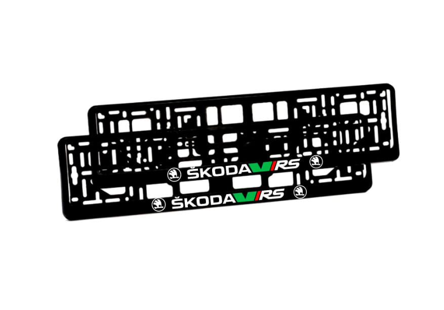 Set 2 suporturi numar inmatriculare personalizat Skoda VRS - Creative Rey®