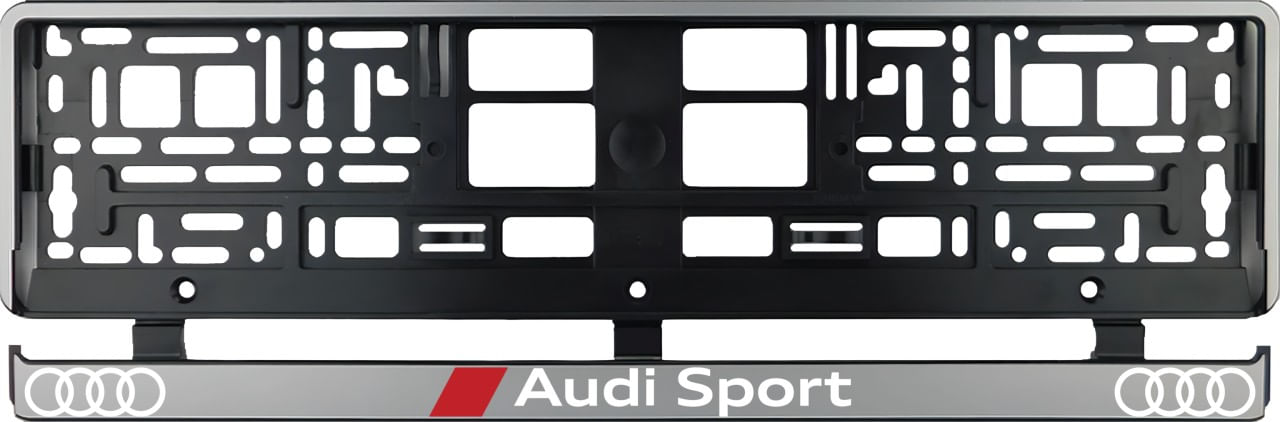 Set 2 bucati, suport numar inmatriculare argintiu Audi Sport