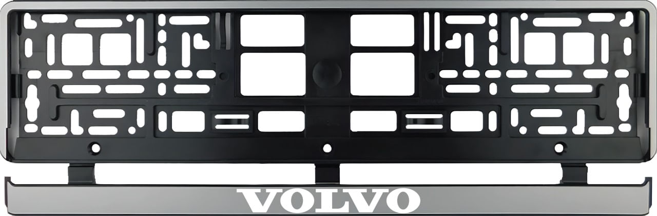 Set 2 bucati, suport numar inmatriculare argintiu Volvo