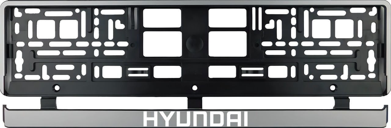 Set 2 bucati, suport numar inmatriculare argintiu Hyundai