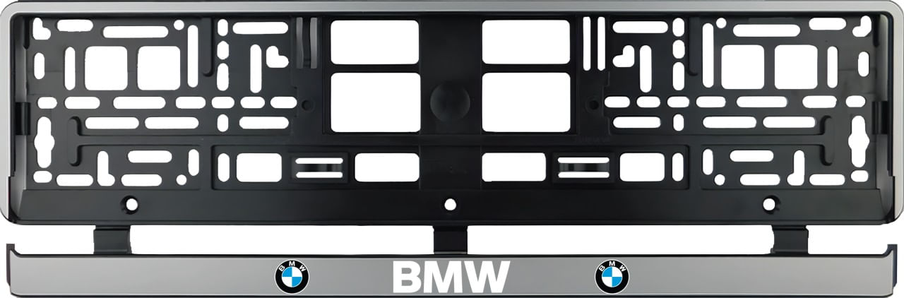 Set 2 bucati, suport numar inmatriculare argintiu BMW