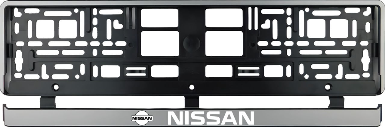 Set 2 bucati, suport numar inmatriculare argintiu Nissan