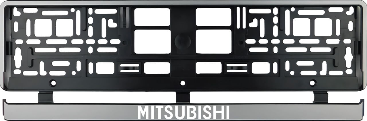 Set 2 bucati, suport numar inmatriculare argintiu Mitsubishi