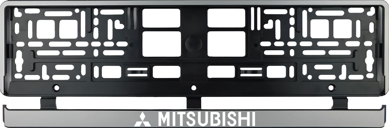 Set 2 bucati, suport numar inmatriculare argintiu Mitsubishi II