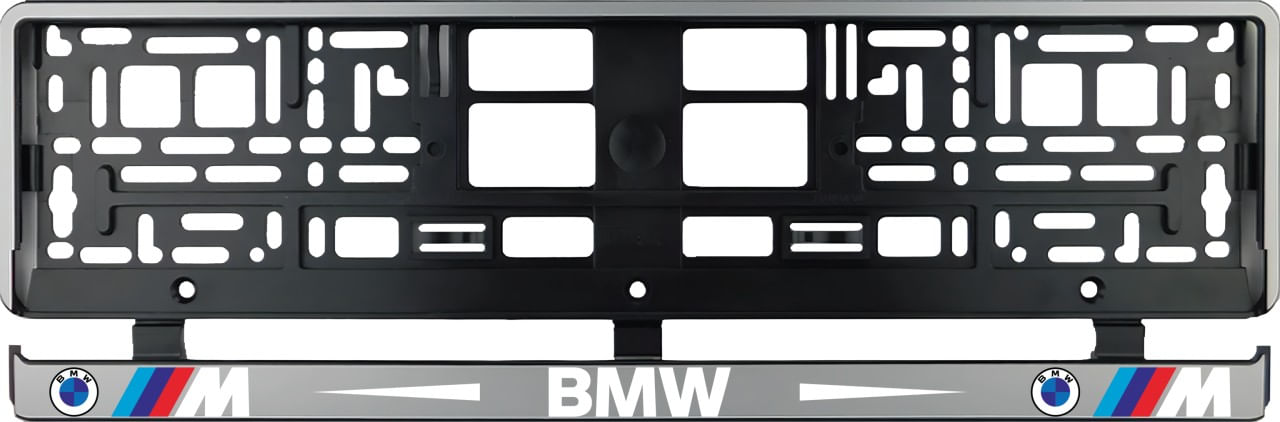 Set 2 bucati, suport numar inmatriculare argintiu BMW MPower