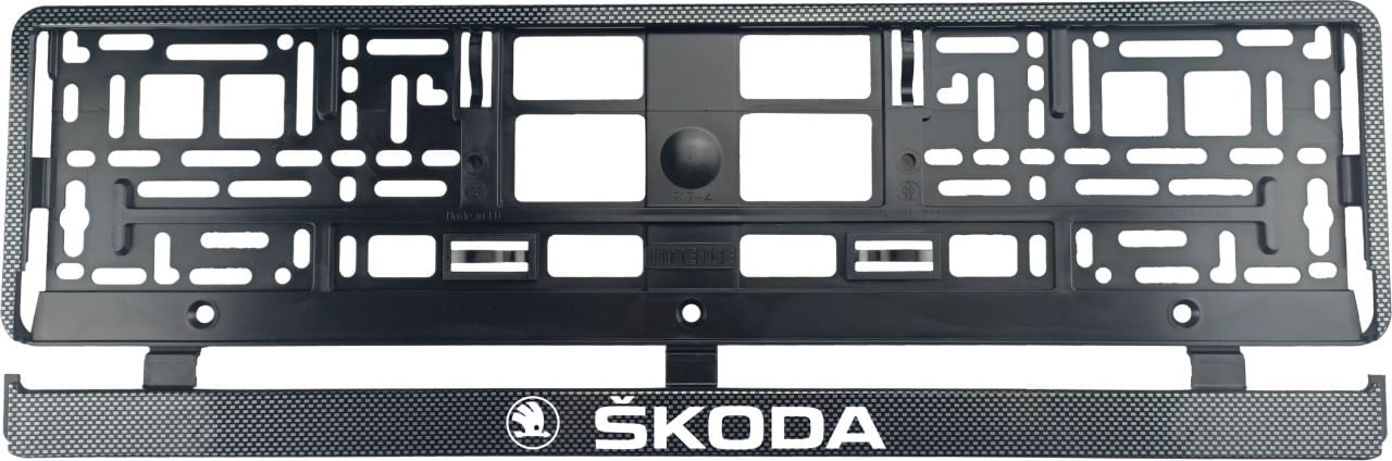Set 2 bucati, suport numar inmatriculare Carbon, Skoda I