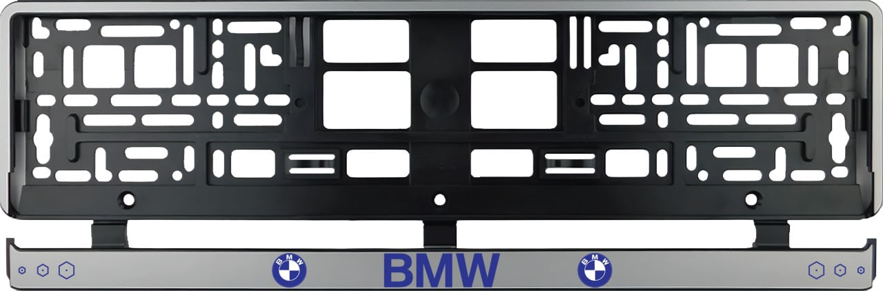 Set 2 bucati, suport numar inmatriculare argintiu BMW II