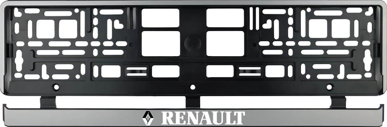 Set 2 bucati, suport numar inmatriculare argintiu Renault