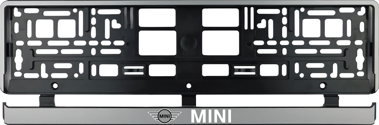 Set 2 bucati, suport numar inmatriculare argintiu Mini