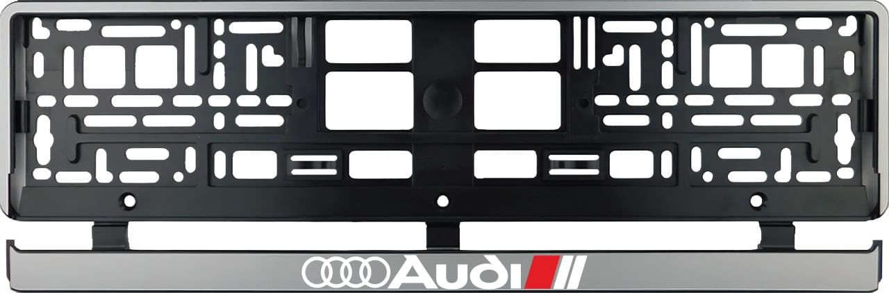 Set 2 bucati, suport numar inmatriculare argintiu Audi II