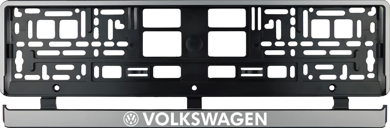 Set 2 bucati, suport numar inmatriculare argintiu VW
