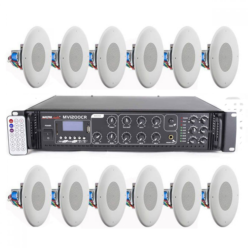Sistem 12 boxe tavan JBL CSS8004, USB, Bluetooth, FM, 6 Zone