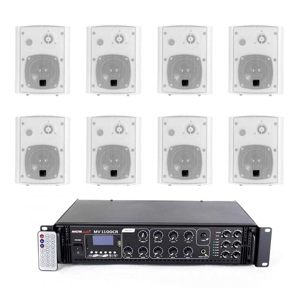 Sistem Audio ambiental 8 boxe albe, sonorizare hotel, restaurant - Atmos Plus 8W