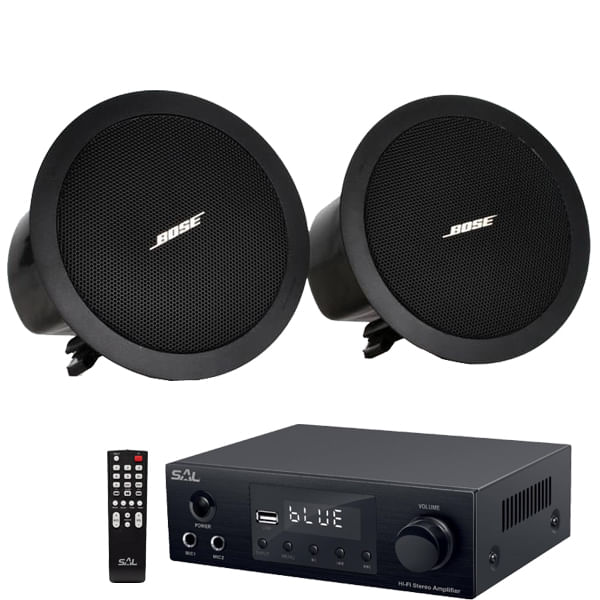 Set Boxe tavan Bose FS2C negre cu Amplificator bluetooth, USB, FM