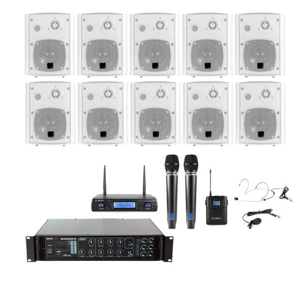 Sistem Audio conferinta cu microfoane wireless si 10 boxe aplicate
