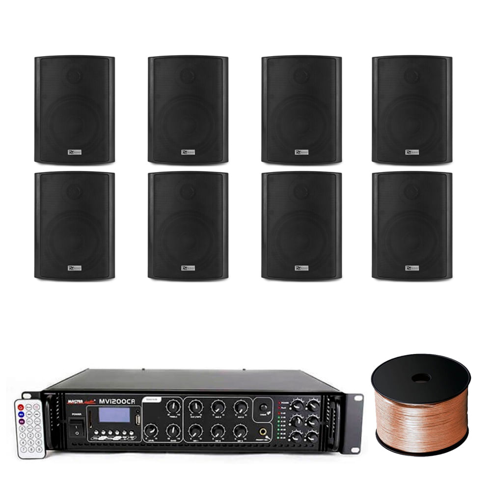 Sistem sonorizare terasa 8 boxe negre, 240w, bluetooth, USB
