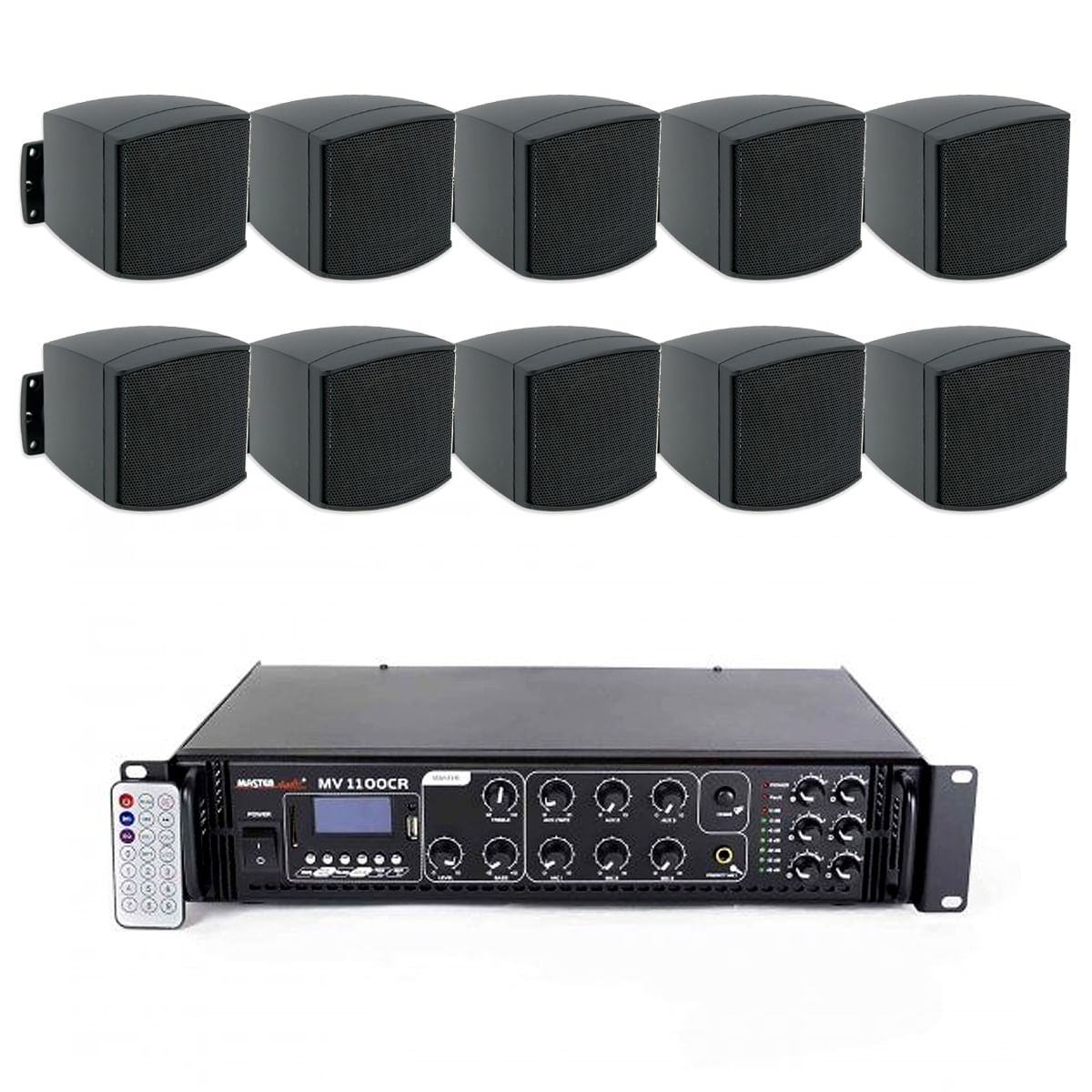 Sistem Audio multizona 10 boxe negre, bluetooth, USB