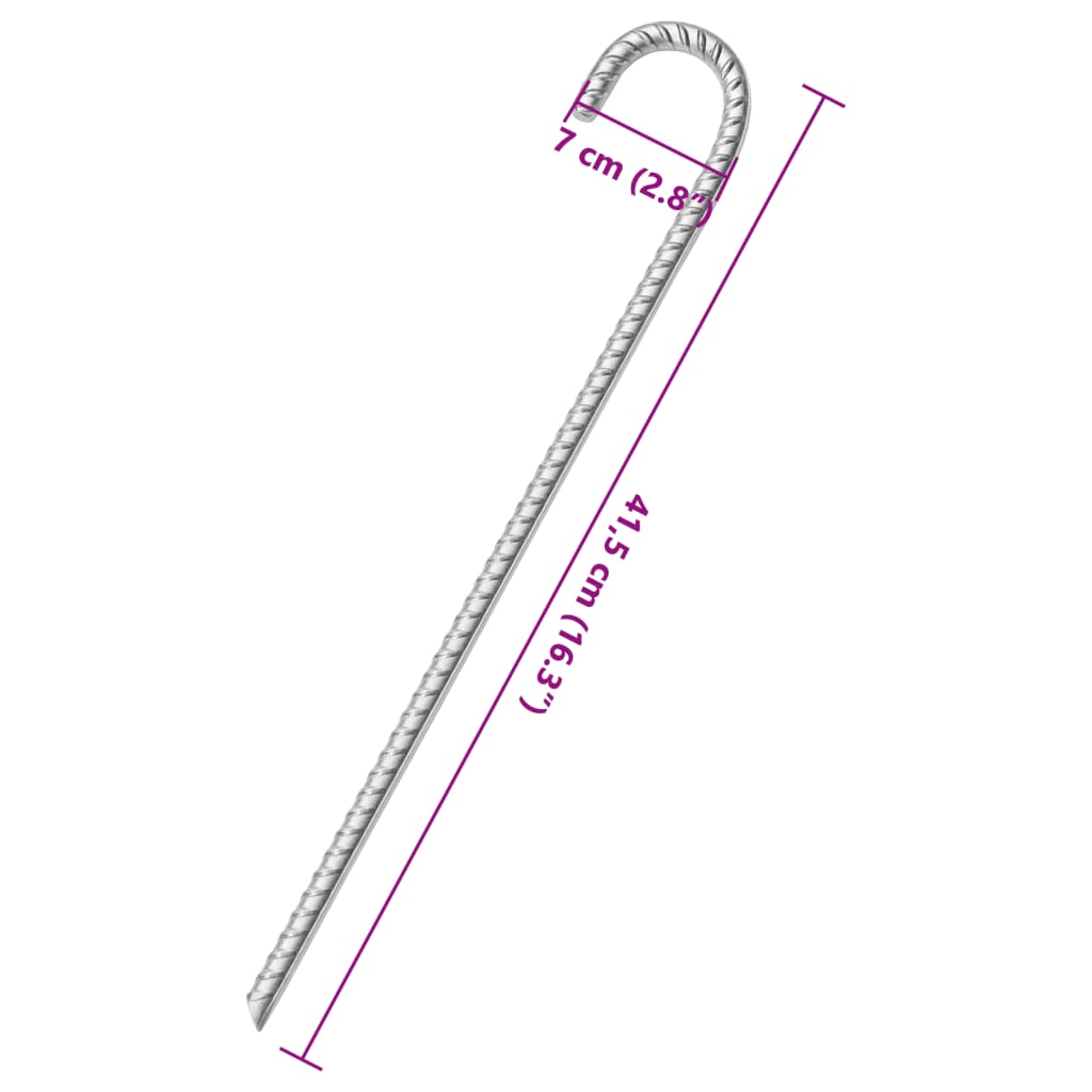 Tarusi de cort, 6 buc., 41.5 cm, diametru 20 mm, otel galvanizat - imagine 5