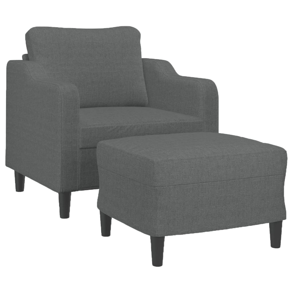 Fotoliu canapea cu taburet, gri inchis, 60 cm, textil — imaginea 3