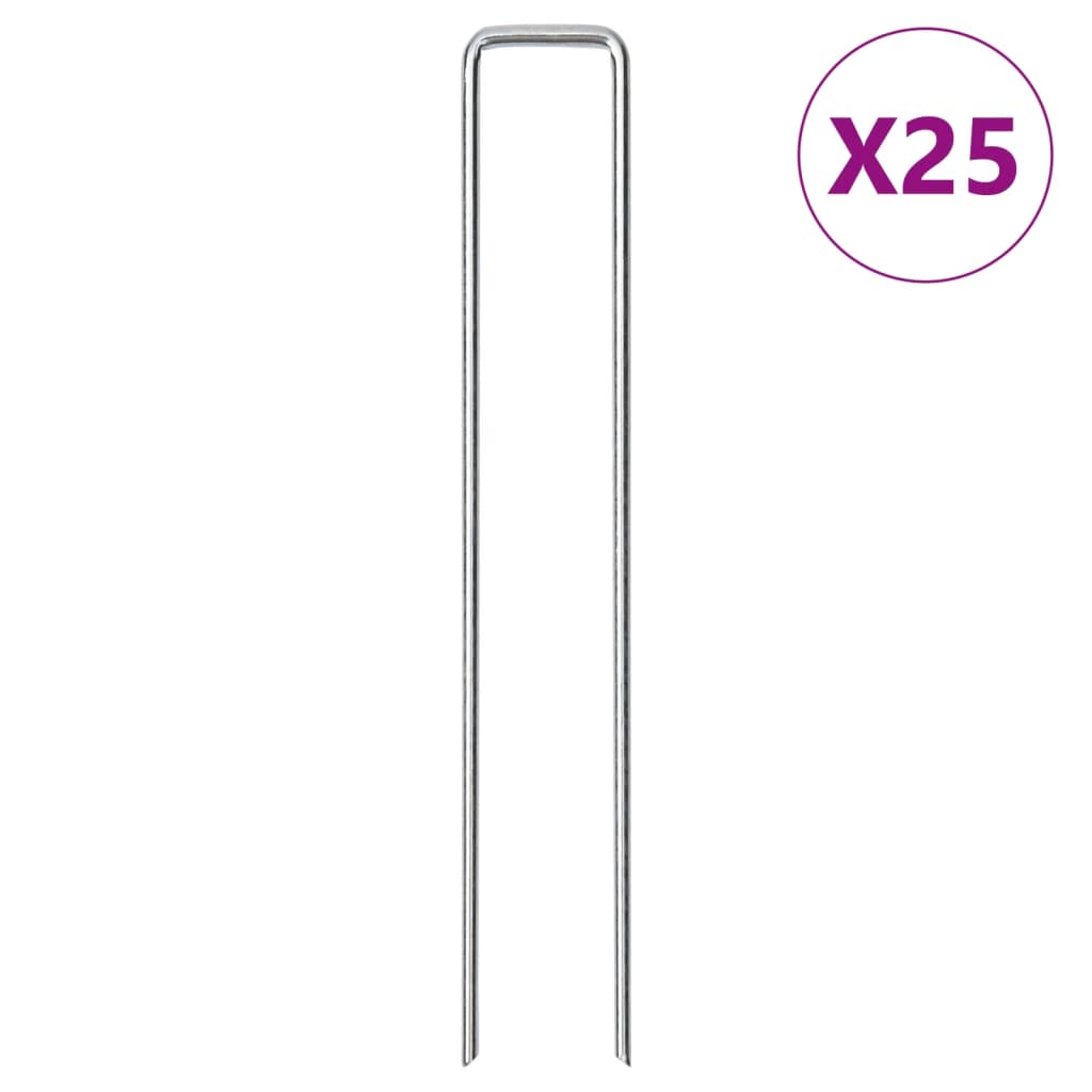 Tarusi de pamant in forma de U 25 buc. 20x3,5cm otel galvanizat