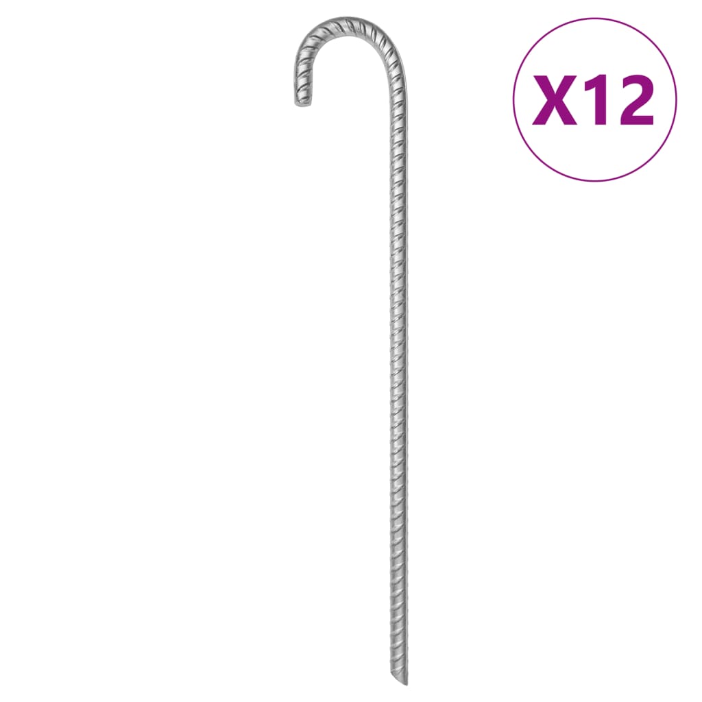 Tarusi de cort, 12 buc., 41,5 cm, Ø12 mm, otel galvanizat