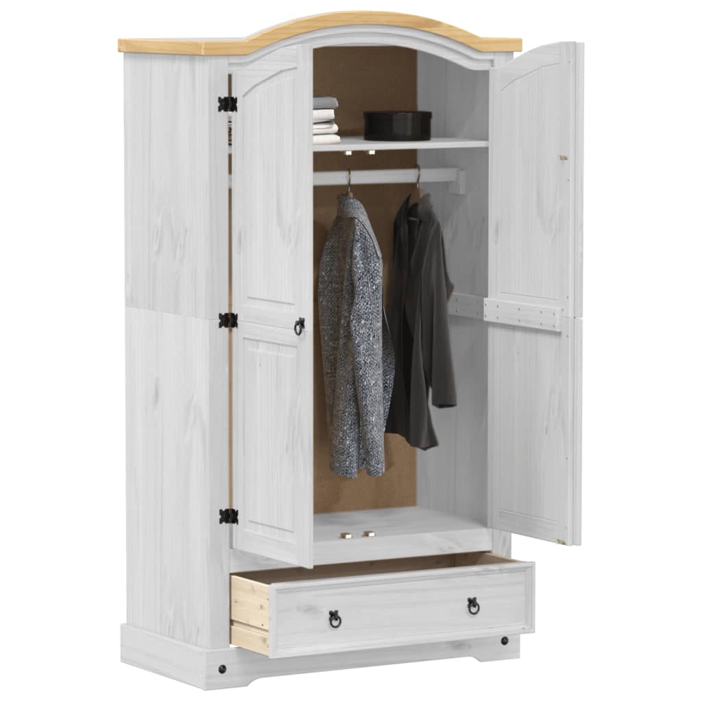 Sifonier „Corona”, alb, 102x52x186 cm, lemn masiv de pin — imaginea 3