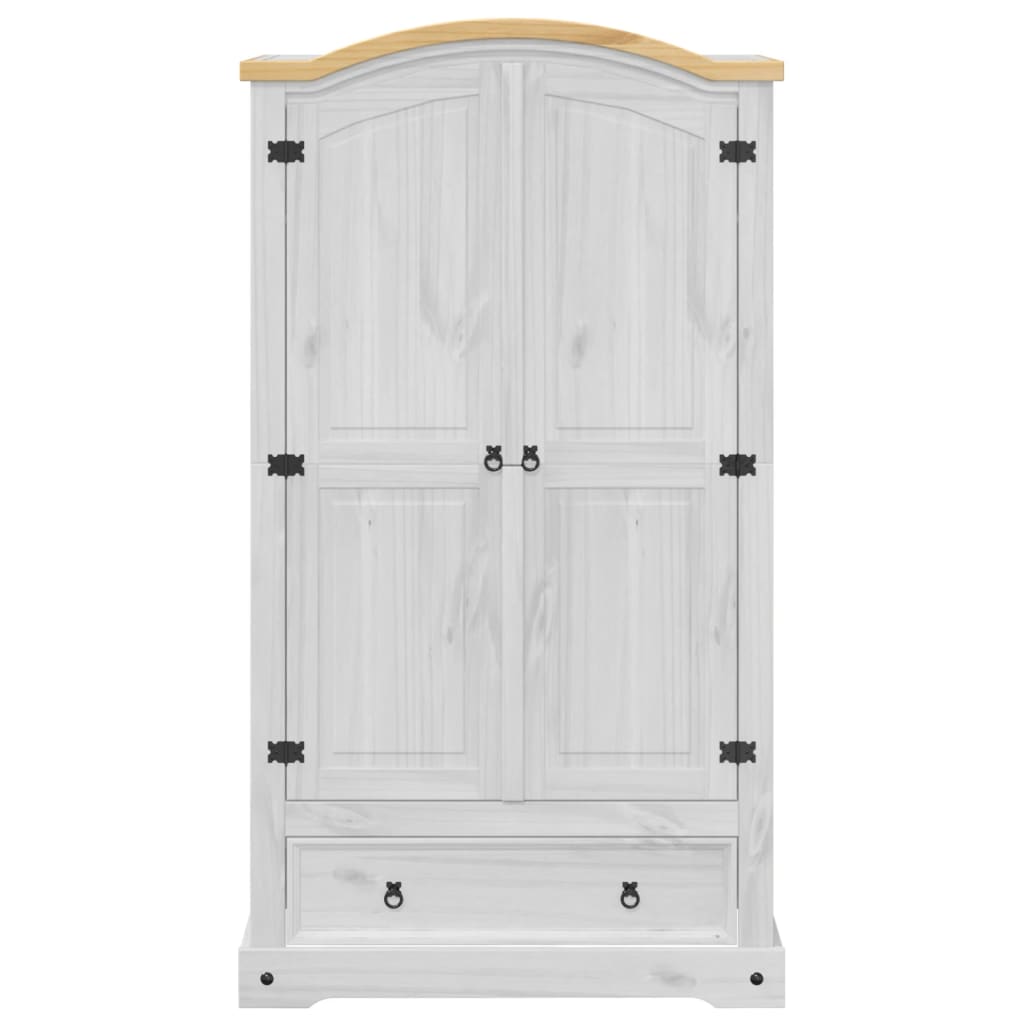 Sifonier „Corona”, alb, 102x52x186 cm, lemn masiv de pin — imaginea 4