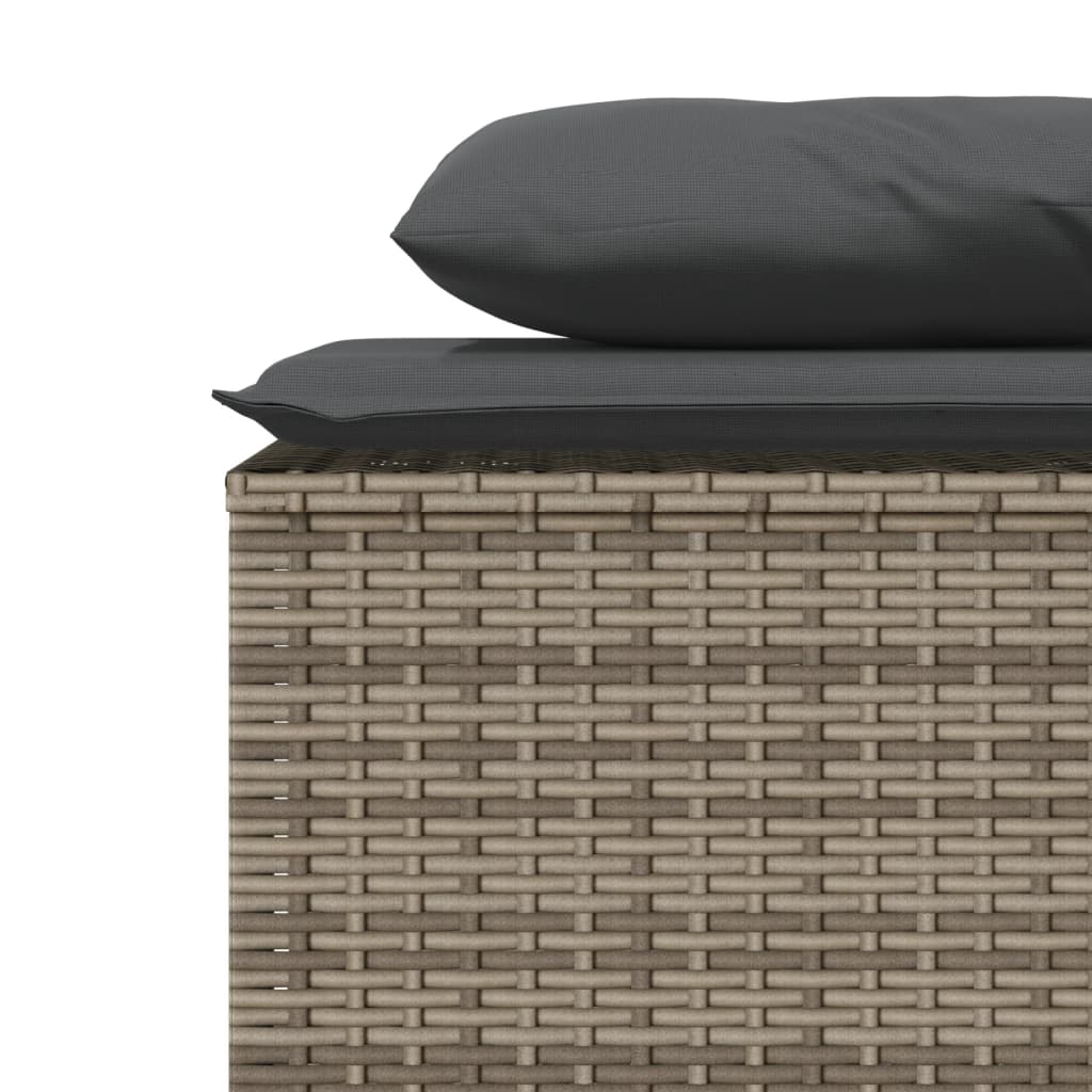 Set mobilier de gradina cu perne, 3 piese, gri, poliratan — imaginea 7