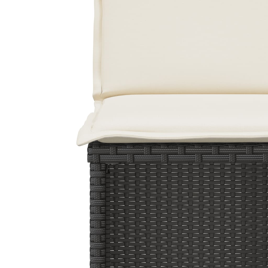 Set bistro cu perne, 3 piese, negru, poliratan — imaginea 10