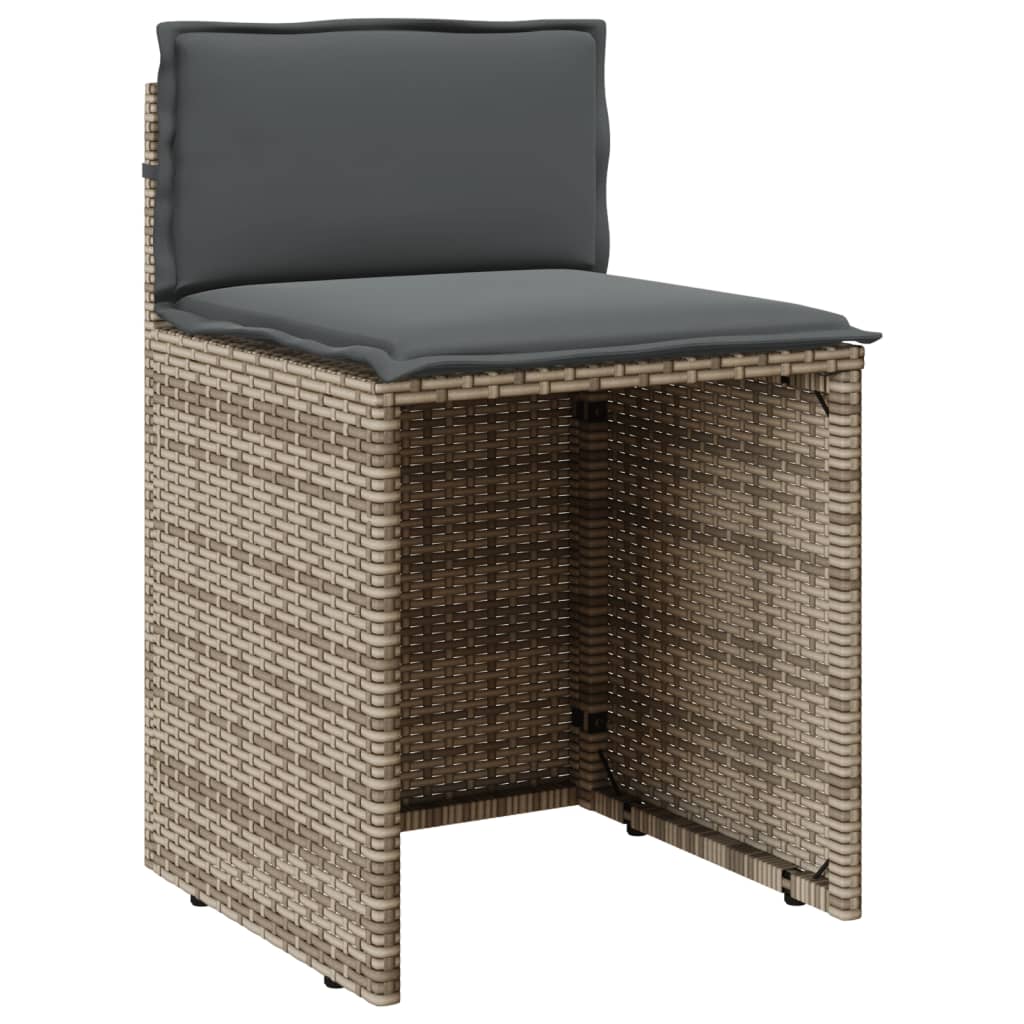 Set bistro de gradina cu perne, 3 piese, gri, poliratan — imaginea 5