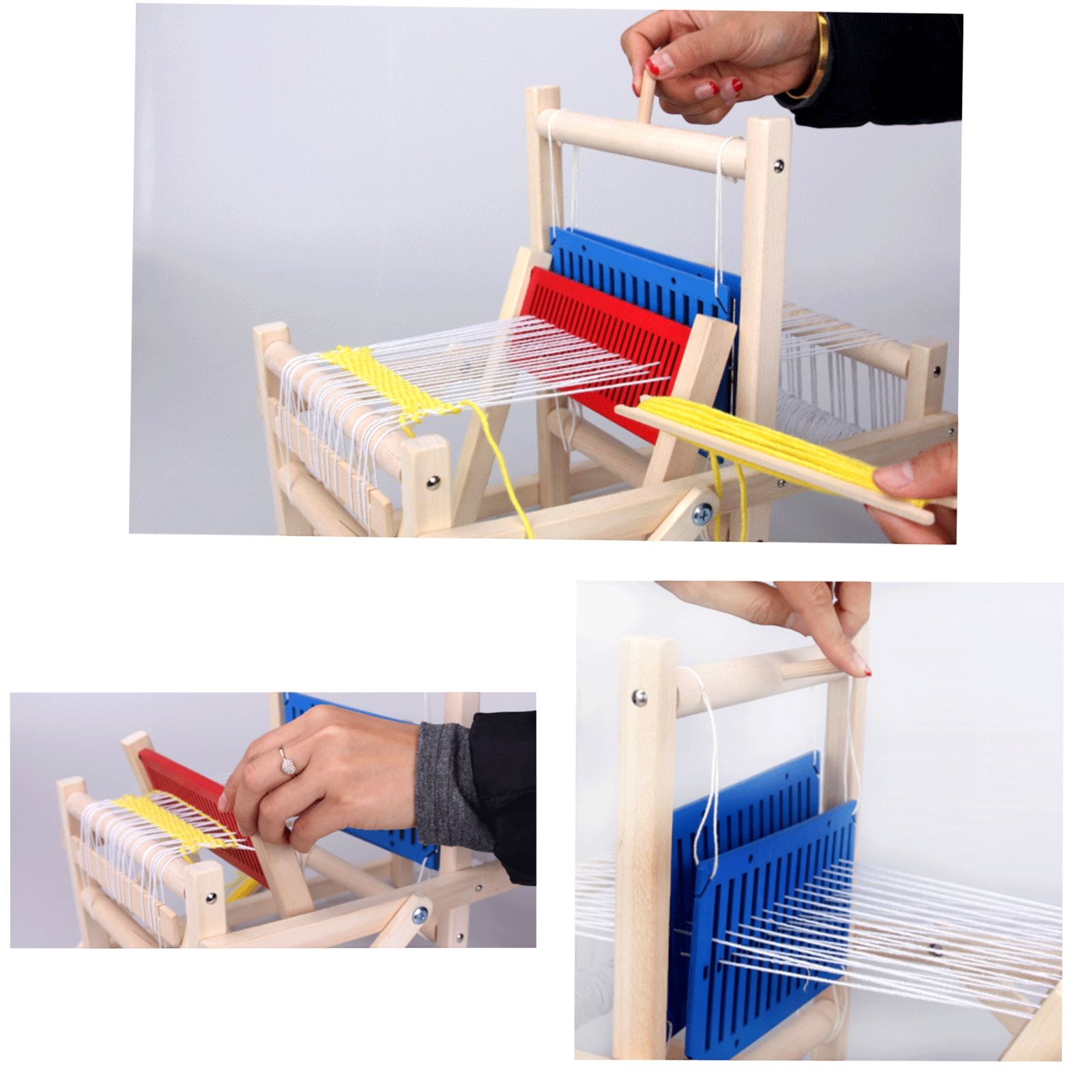 Razboi de tesut din lemn, pentru copii, DIY, 32cm x 26 cm x 38,5 cm