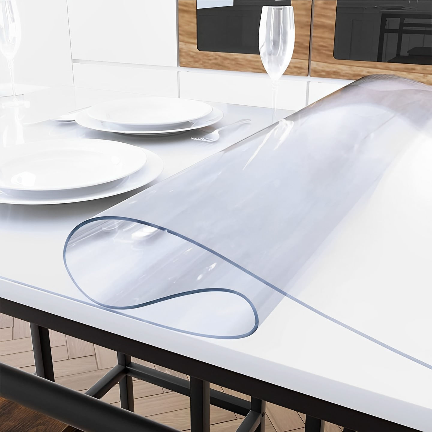 Fata de masa transparenta din silicon, 250x100 cm, grosime 1.2 mm, aspect ca de sticla - 1 | YEO