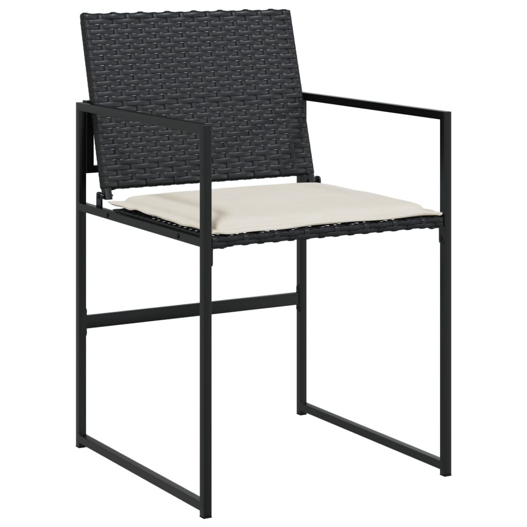 Set mobilier de gradina cu perne, 9 piese, negru, poliratan — imaginea 4