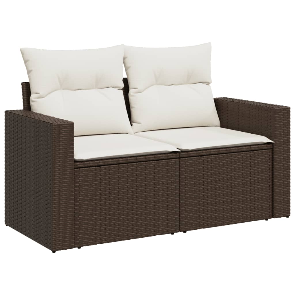 Set canapele de gradina cu perne, 10 piese, maro, poliratan — imaginea 6