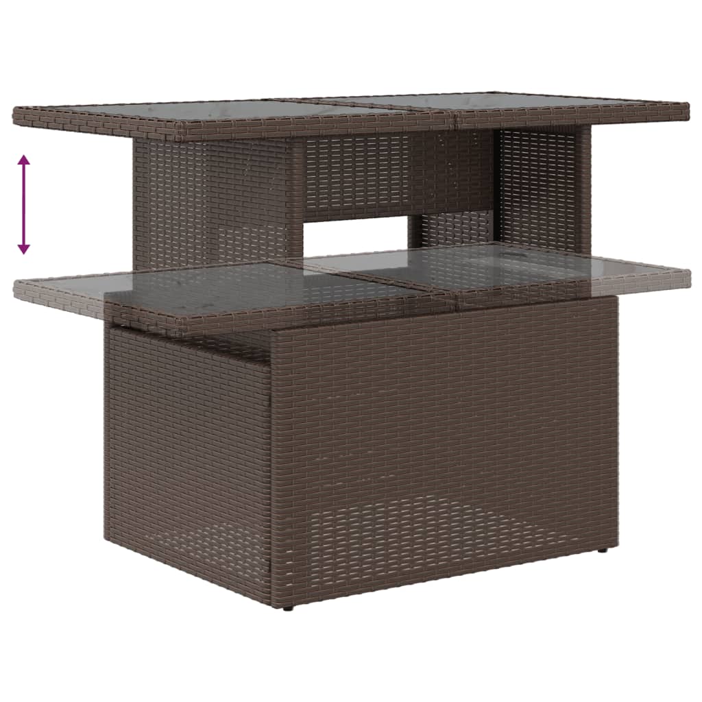 Set canapele de gradina cu perne, 10 piese, maro, poliratan — imaginea 7