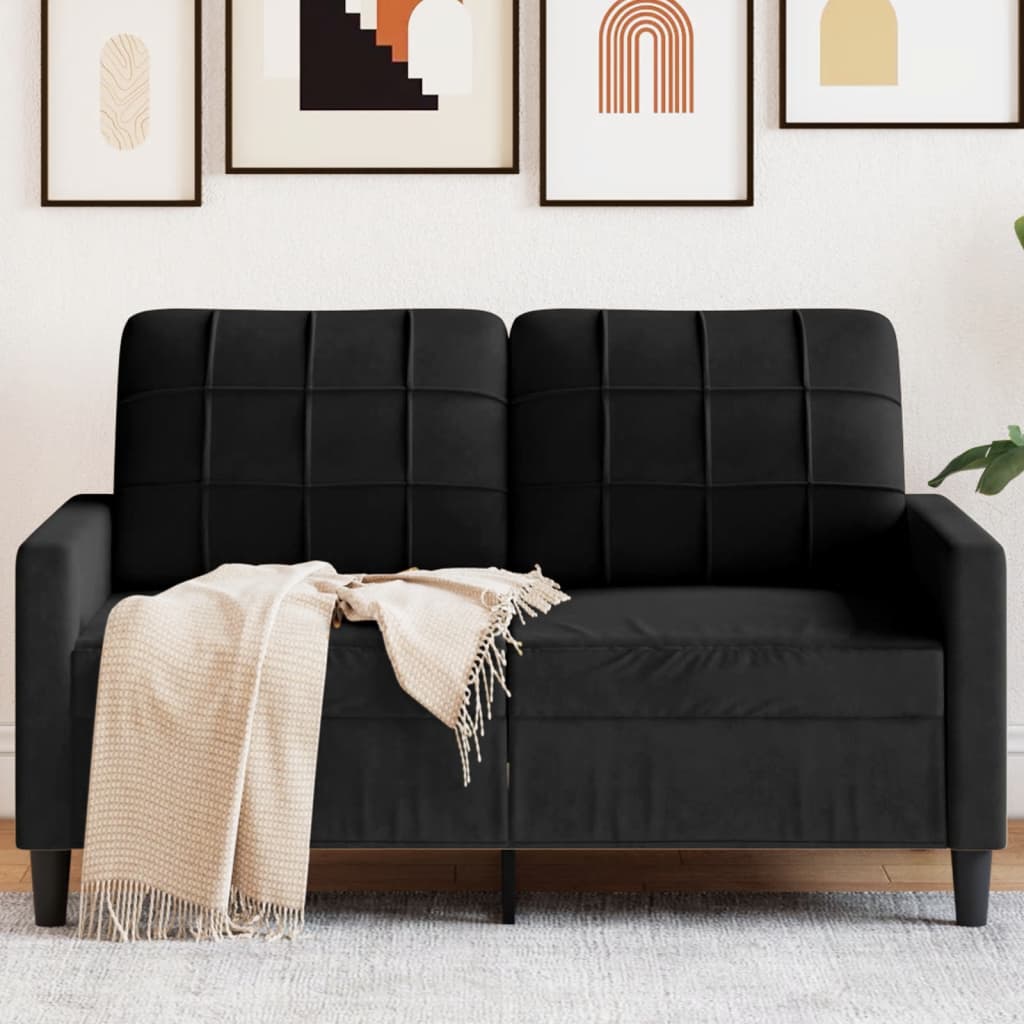 Canapea cu 2 locuri, negru, 120 cm, catifea — imaginea 2