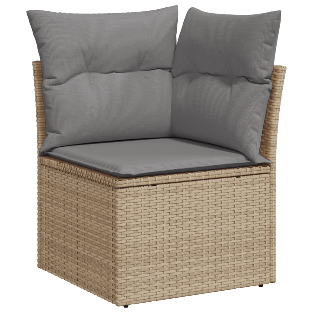 Set canapele de gradina cu perne, 6 piese, bej, poliratan — imaginea 4